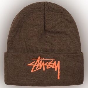 Stüssy Stock/Big Stock Cuff Beanie Brown Logo Y2K Streetwear Skater Unisex USA